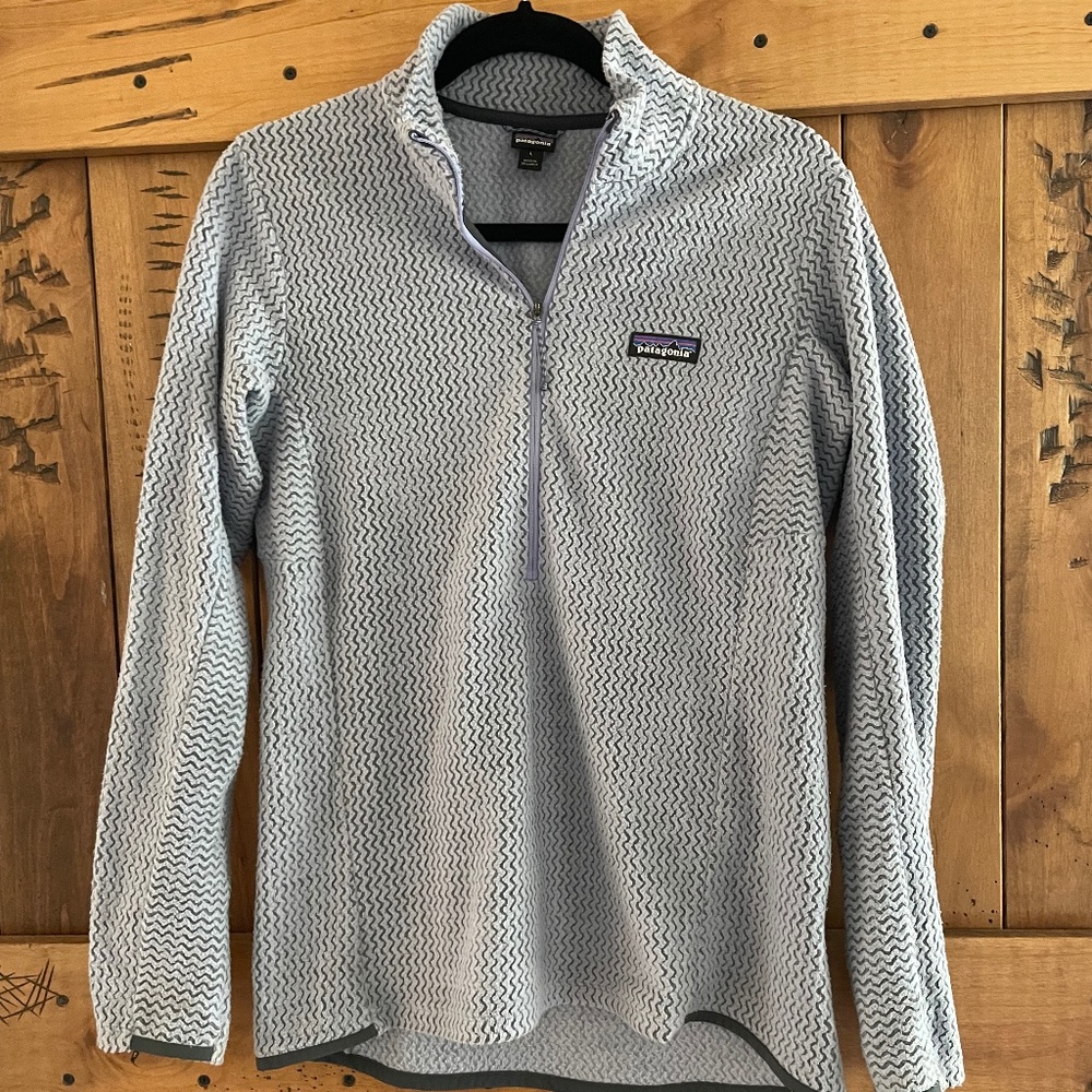 Patagonia R1 Air Zip-Neck Light Currant Blue Purple Fleece Large Slim Fit L